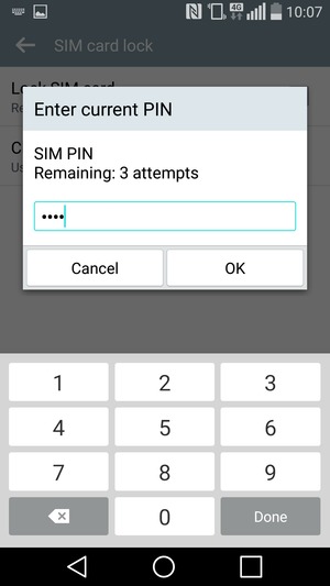 Enter your Current SIM PIN and select OK