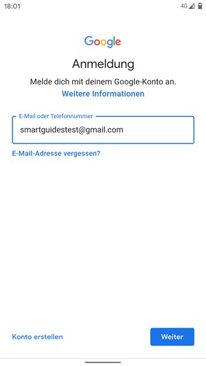 Geben Sie Ihre E-Mail-Adresse ein und wählen Sie Weiter