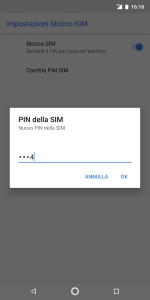 Inserisci Nuovo PIN della SIM e seleziona OK
