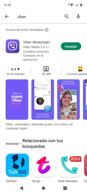 Seleccione la aplicación