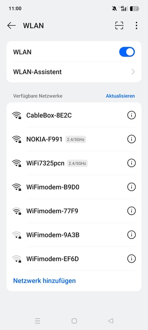 Wählen Sie das Wireless-Netzwerk, zu dem Sie eine Verbindung herstellen möchten