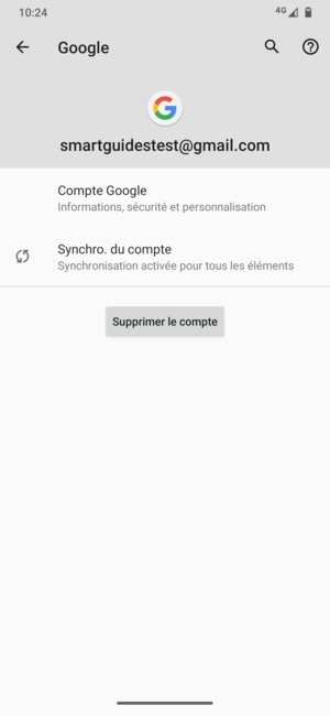 Sélectionnez Synchro. du compte