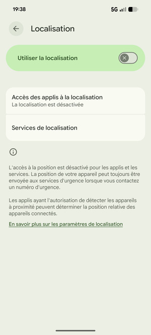 Désactiver le Utiliser le localisation