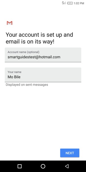 Give your account a name and enter your name. Select NEXT