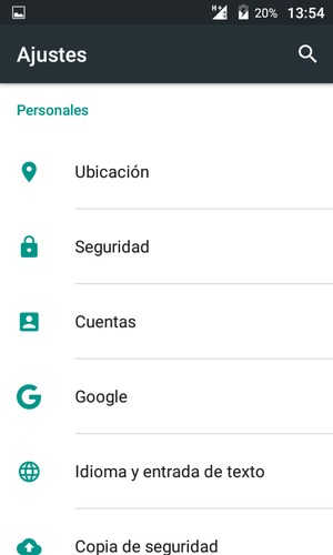 Desplácese y seleccione Seguridad