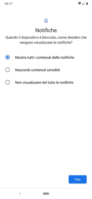 Seleziona la tua opzione preferita e poi Fine