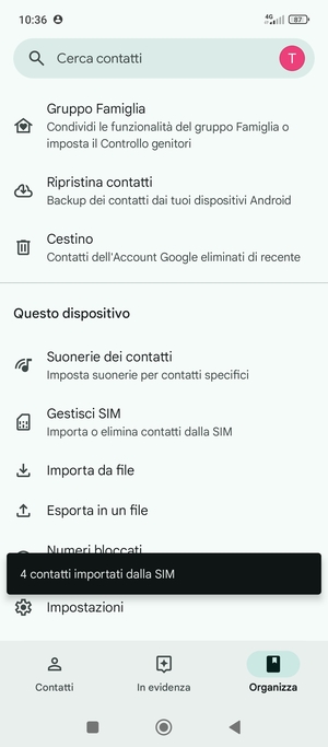 I tuoi contatti verranno salvati sul tuo account Google, e salvati sul tuo telefono la prossima volta che Google sarà sincronizzato.