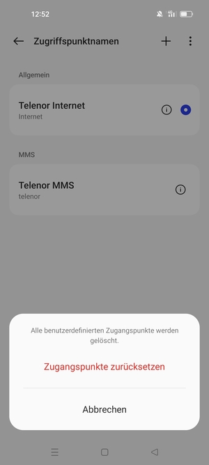 Wählen Sie Zugangspunkte zurücksetzen