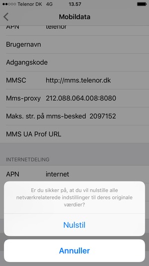 Vælg Nulstil