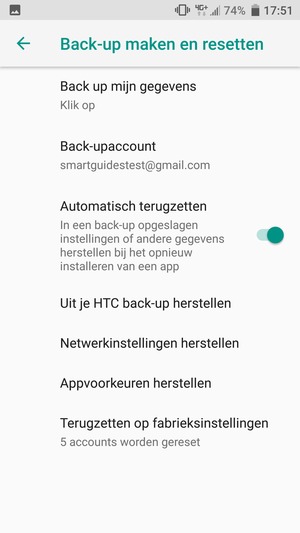 Selecteer Back-upaccount