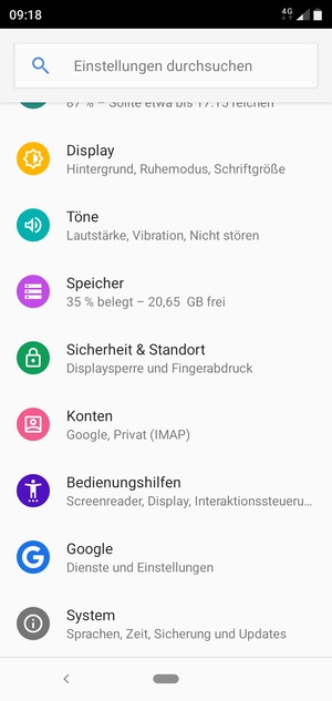 Scrollen Sie und wählen Sie Sicherheit & Standort