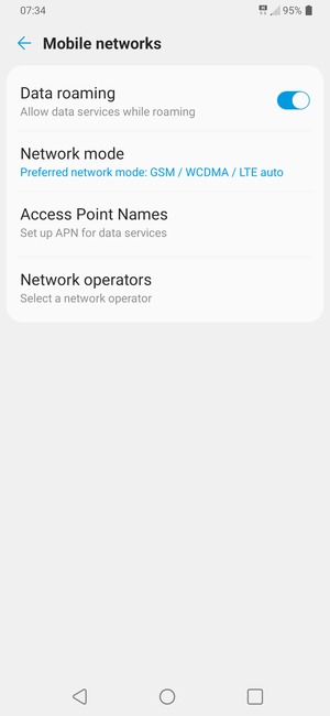 Turn Data roaming on or off