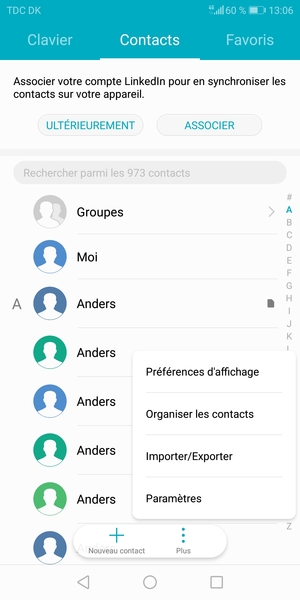 Sélectionnez Importer/Exporter