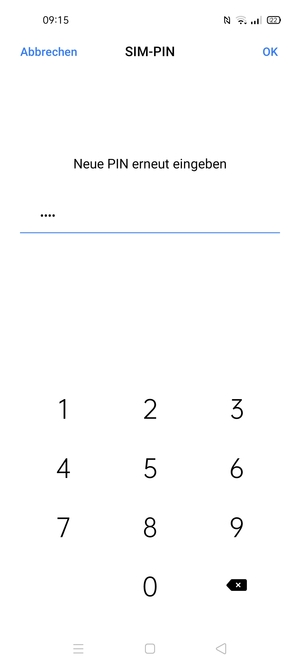 Bestätigen Sie Ihre neue PIN für die SIM-Karte und wählen Sie OK