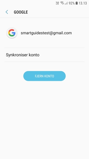 Vælg Synkroniser konto