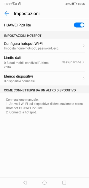 Il telefono è ora pronto per essere usato come modem