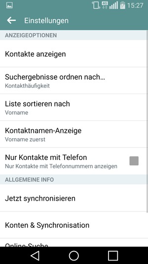 Wählen Sie Konten & Synchronisation