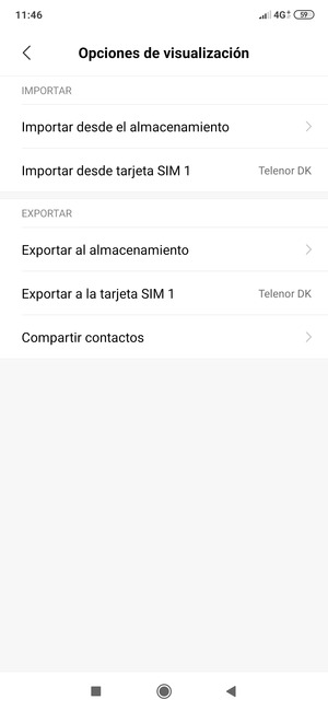 Seleccione Importar desde tarjeta SIM