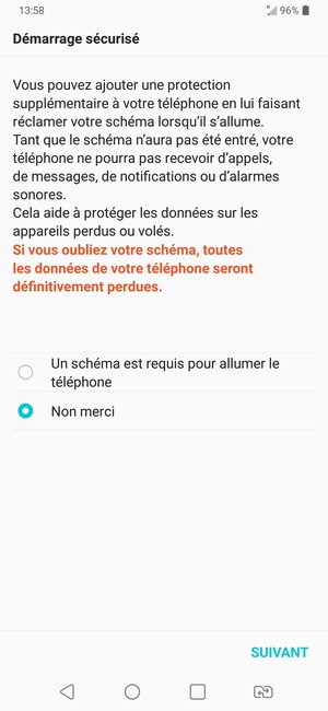 Sélectionnez votre option préférée et sélectionnez SUIVANT