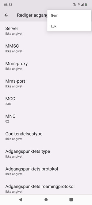 Vælg Gem