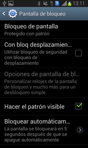 Seleccione Bloqueo de pantalla