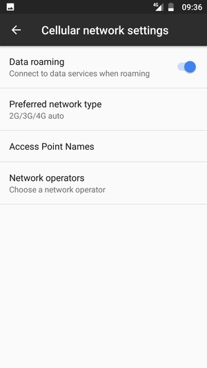 Turn Data roaming on or off