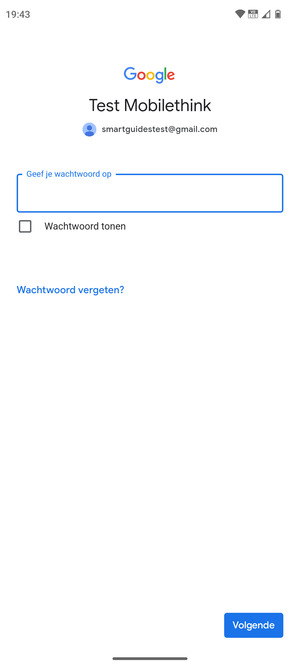 Voer uw wachtwoord in en selecteer Volgende