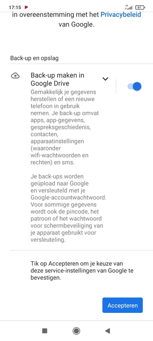 Selecteer Accepteren