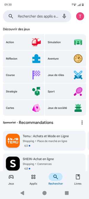 Sélectionnez la barre de Recherche