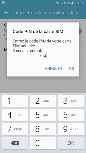 Saisissez votre Code PIN de la carte SIM actuelle et sélectionnez OK