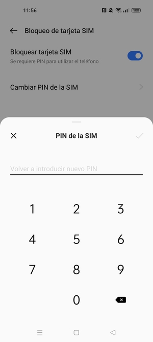 Introduzca su Nuevo PIN de la tarjeta SIM y seleccione Aceptar