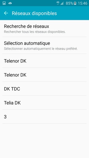 Sélectionnez un opérateur réseau dans la liste