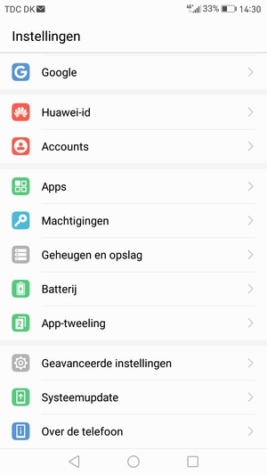 Scroll naar en selecteer Geavanceerde instellingen