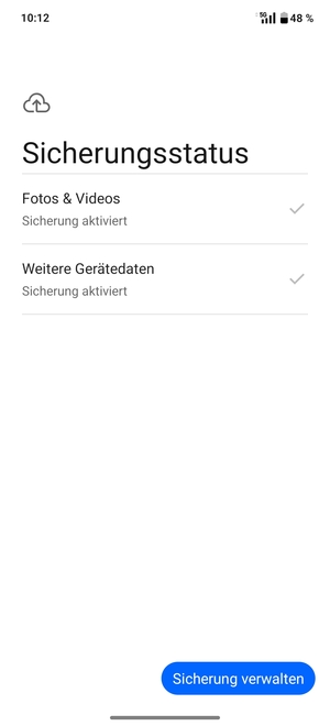 Wählen Sie Sicherung verwalten