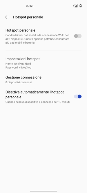 Seleziona Impostazioni hotspot