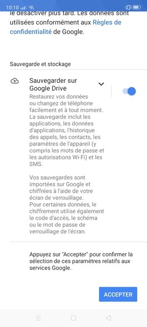 Sélectionnez ACCEPTER