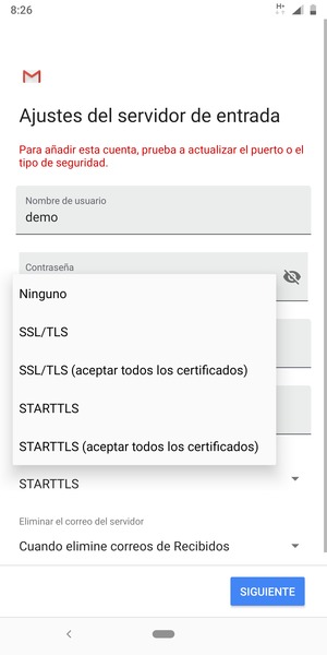 Seleccione Ninguno y SIGUIENTE