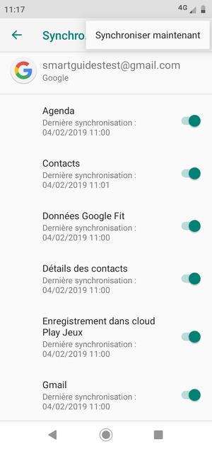 Sélectionnez Synchroniser maintenant