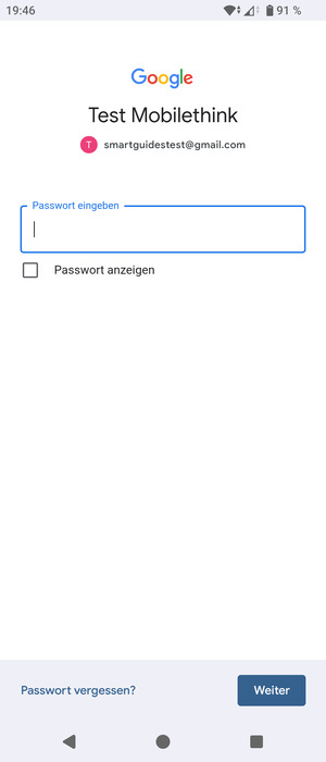 Geben Sie Ihre Gmail Passwort ein und wählen Sie Weiter