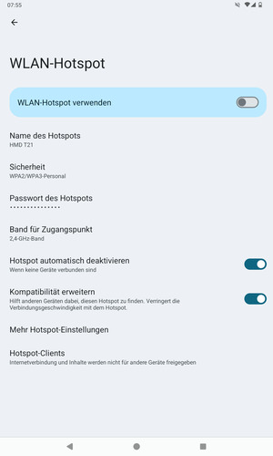Schalten Sie WLAN-Hotspot verwenden ein