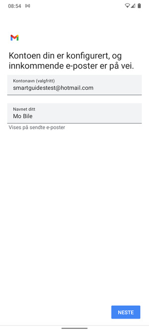 Gi kontoen din et navn, og skriv inn navnet ditt. Velg NESTE