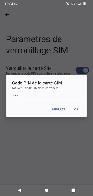 Saisissez votre Nouveau code PIN de la carte SIM et sélectionnez OK
