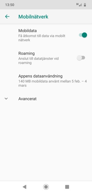 Välj Avancerat