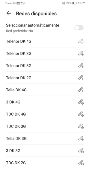 Seleccione un operador de red de la lista