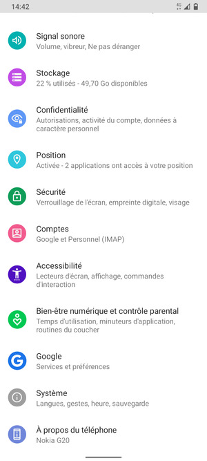 Faites défiler et sélectionnez Systéme