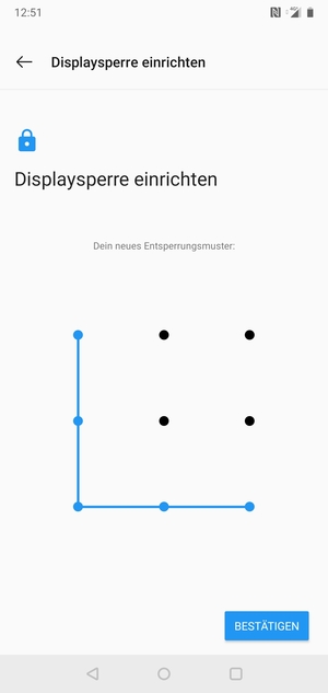 Zeichnen Sie das Entsperrmuster erneut und wählen Sie BESTÄTIGEN