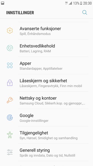 Bla til og velg Låseskjerm og sikkerhet