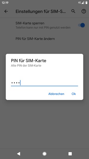 Geben Sie Ihre Alte PIN der SIM-Karte ein und wählen Sie OK