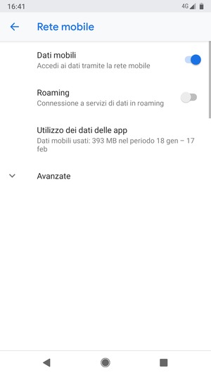 Per modificare la rete, in presenza di problemi, seleziona Avanzate