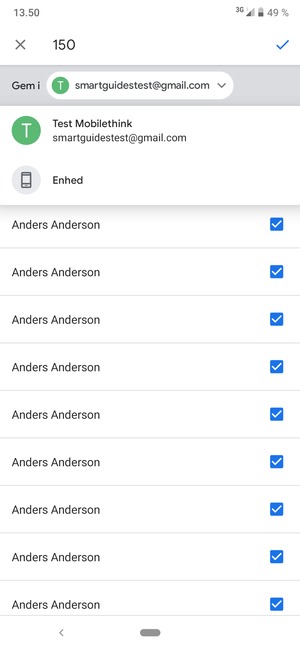 Vælg din Google konto